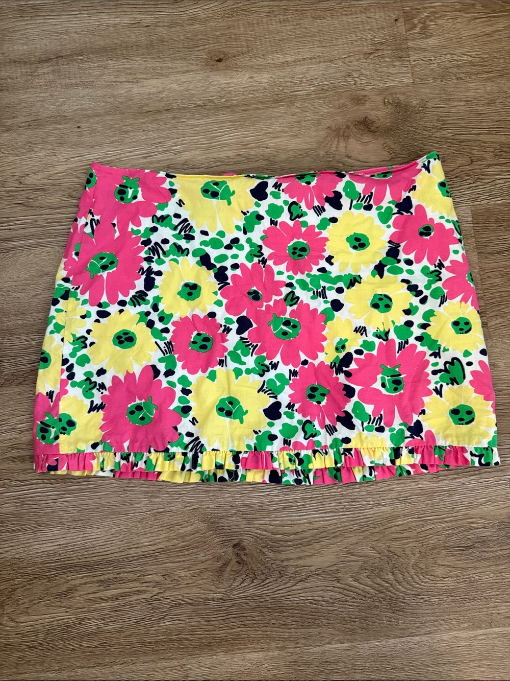 Lilly Pulitzer Floral Ruffle Hem Mini Skirt - Pink & Yellow